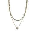 Waterproof Double Chain with Rhinestones and Heart