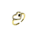 Wasserdichter offener Herz-Ring mit schwarzem Zirkonia Gold