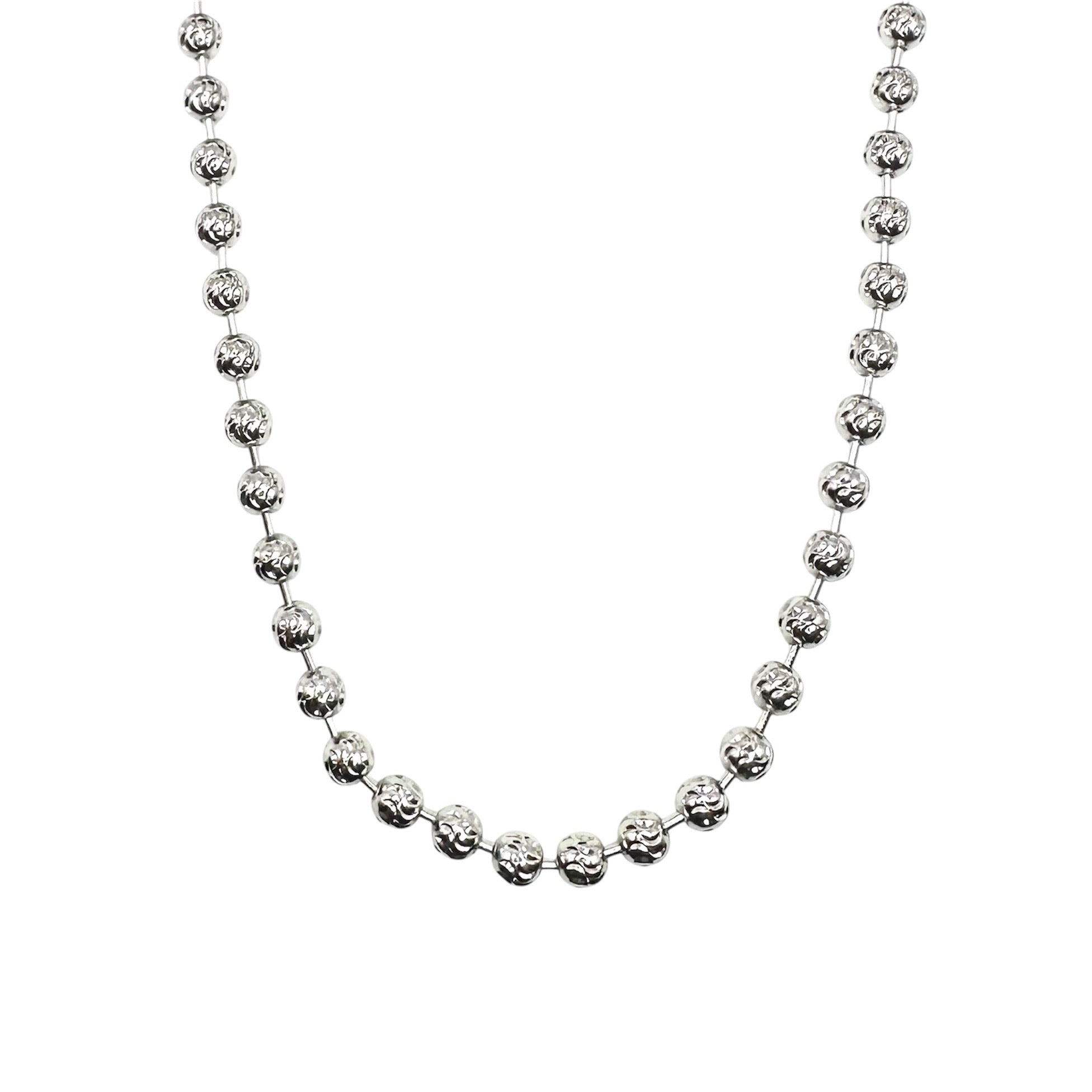 Wasserdichte Diamantschliff-Kugelkette 4mm 45cm Silber