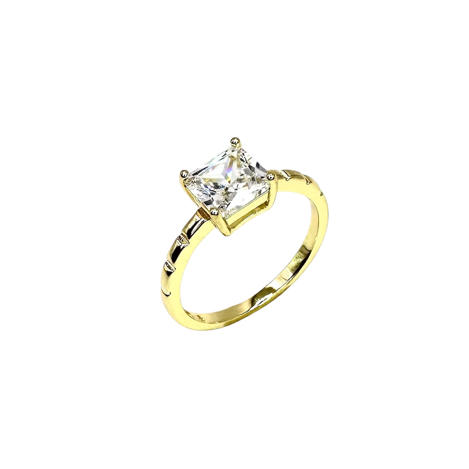 Wasserdichter Ring mit quadratischem Zirkonia Gold