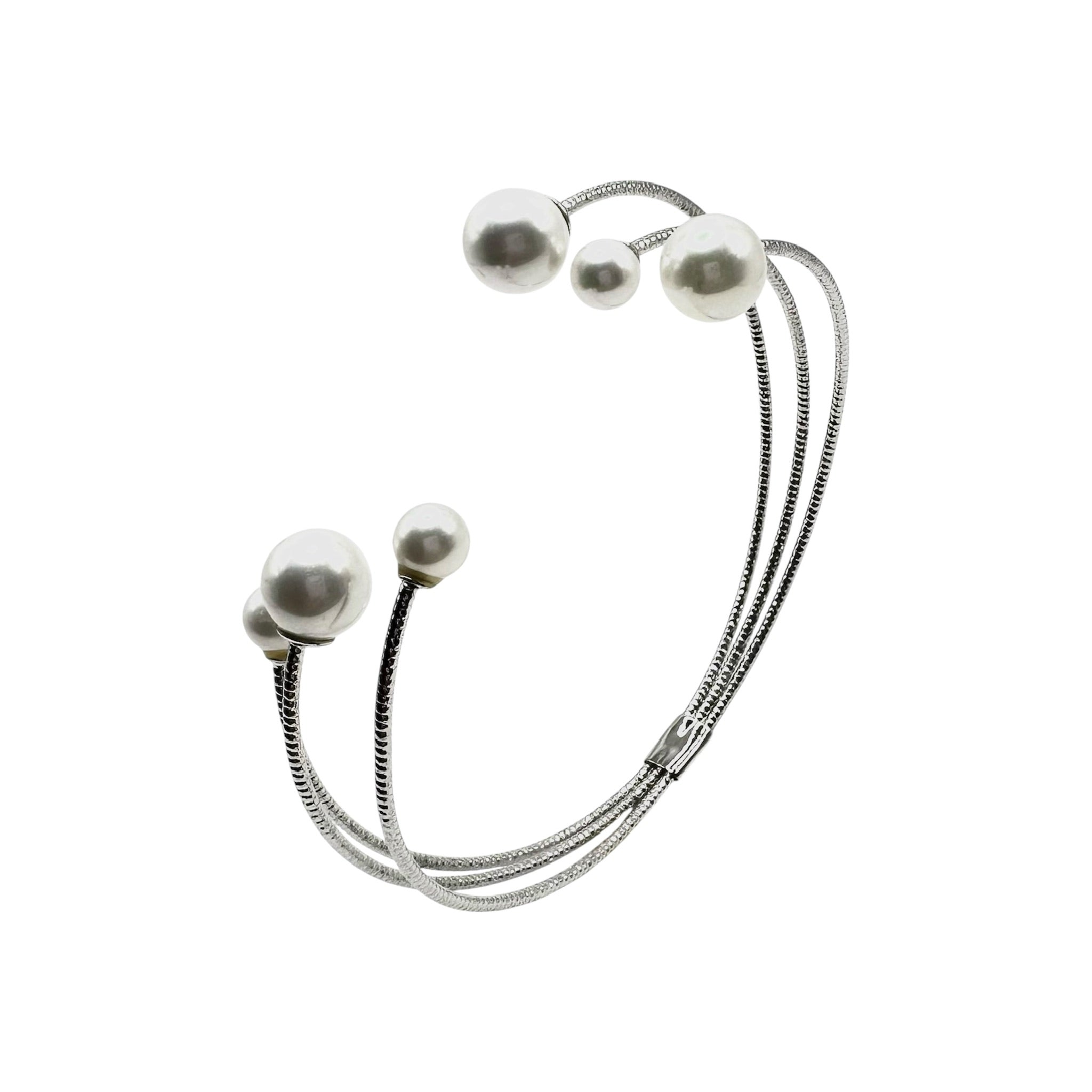 Wasserdichtes Perlen Multi-Strang Cuff Armreif Silber