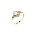 Wasserdichter Art-Deco Ring mit Trillion-Zirkonia und Pavé Gold