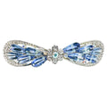 Automatikhaarspange Schleife Silber Saphir Tropfen Kristall Blume Strass