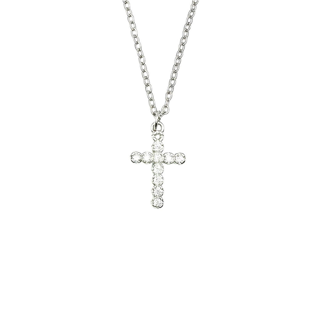Wasserdichte Kreuz-Halskette mit Zirkonia-Pavé Anhänger Silber