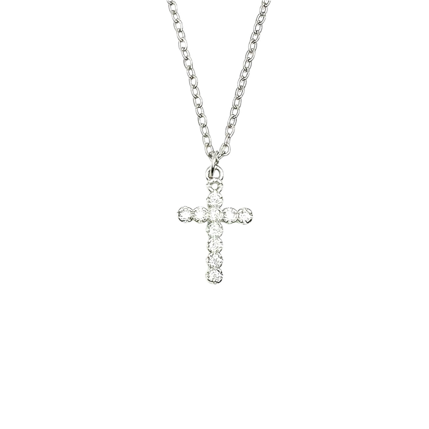 Wasserdichte Kreuz-Halskette mit Zirkonia-Pavé Anhänger Silber