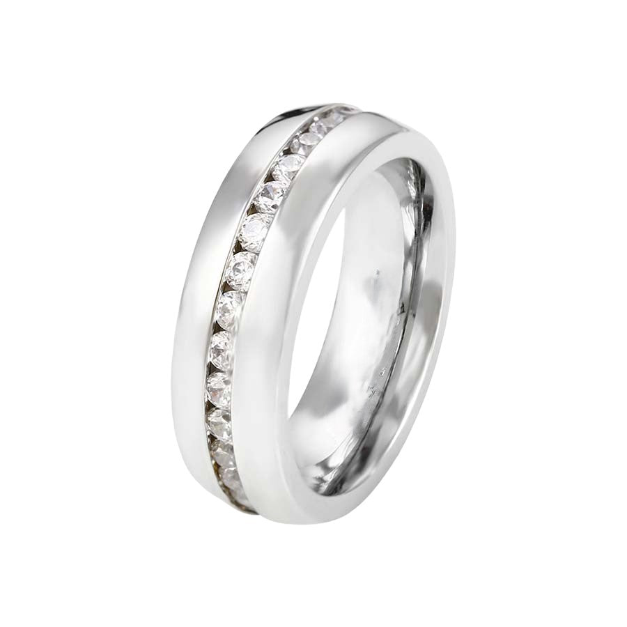 Wasserdichter Ring mit Zirkonia, silberfarben, Größe 10