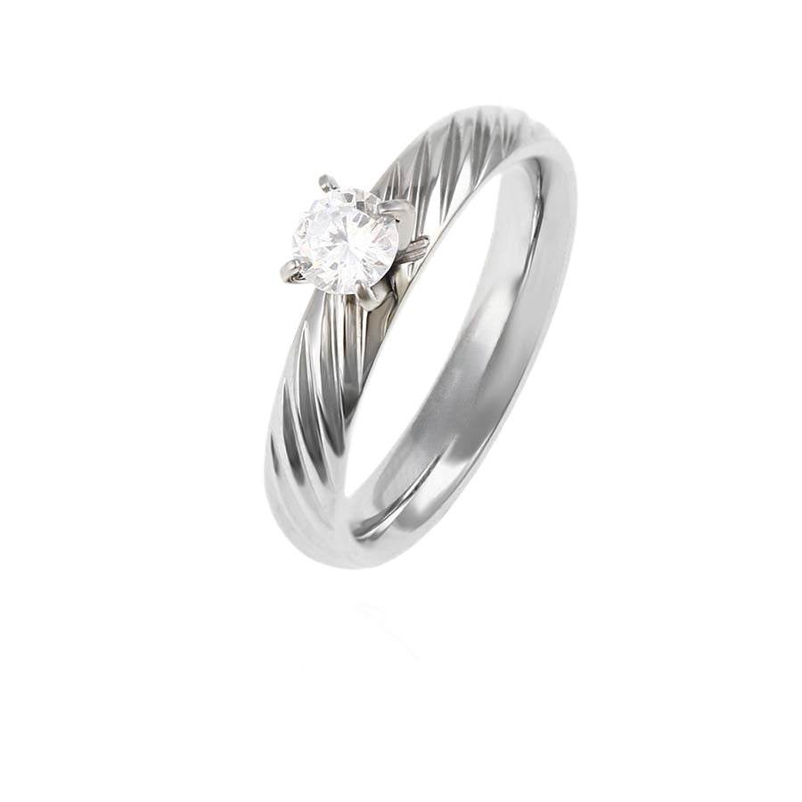 Waterproof Ring with Zirconia Silver Color