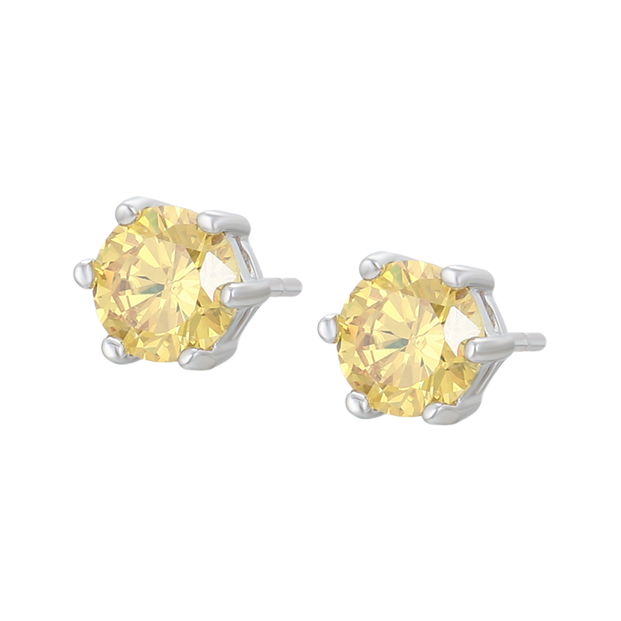 Wasserdichte Ohrstecker Gelb mit Zirkonia 7 mm
