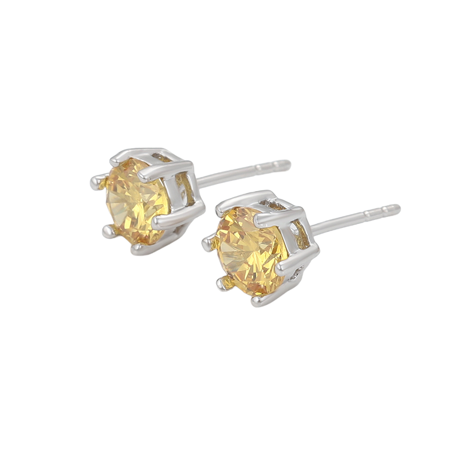 Wasserdichte Ohrstecker Gelb mit Zirkonia 7 mm