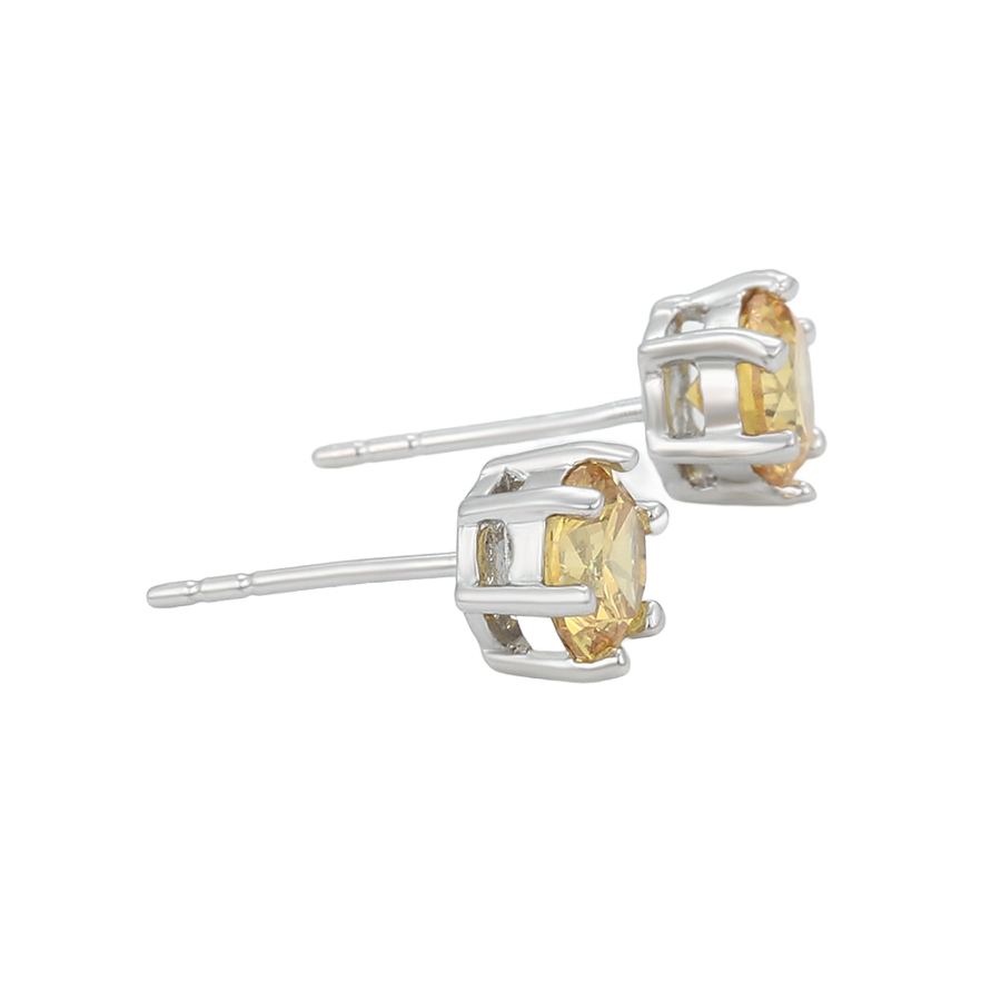 Wasserdichte Ohrstecker Gelb mit Zirkonia 7 mm