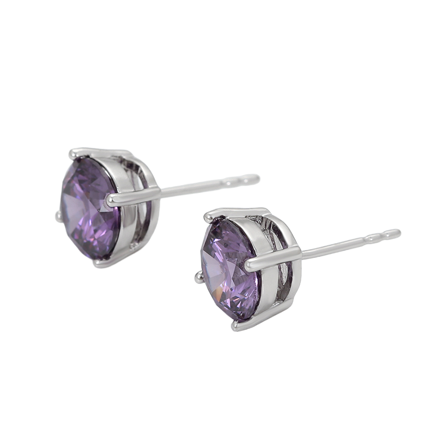 Wasserdichte Ohrstecker Lila mit Zirkonia 8 mm
