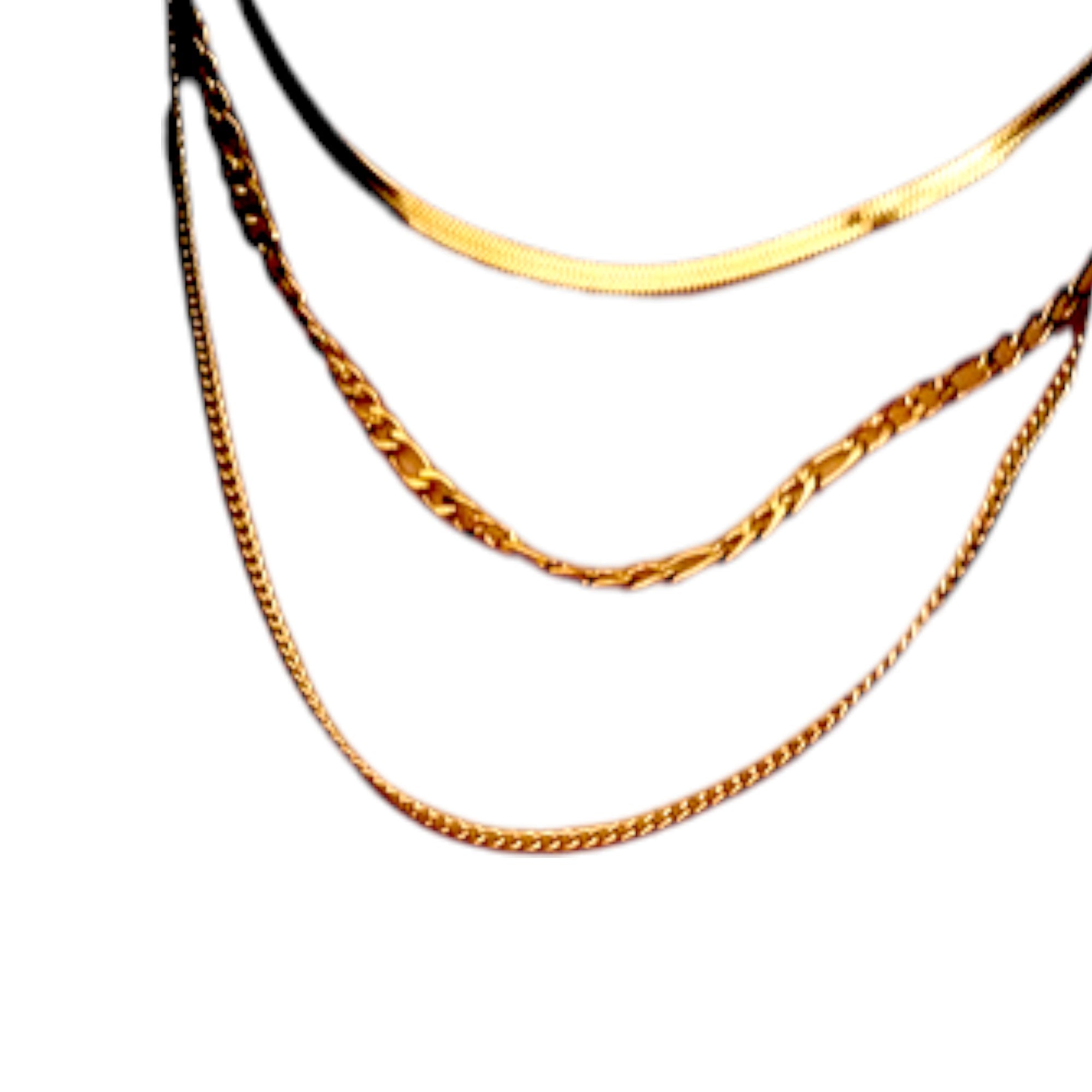 Wasserdichte Dreifach-Layering-Halskette Goldfarbe