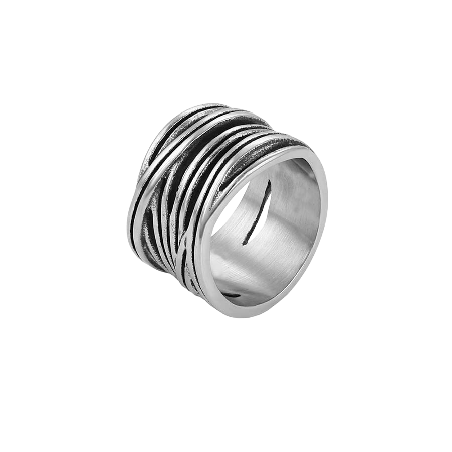 Wasserdichter Ring mit Wickeloptik, silberfarben, Größe 13