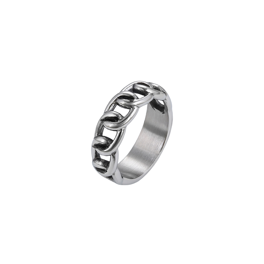 Wasserdichter Ring mit Kettenglied-Design, silberfarben, Größe 10