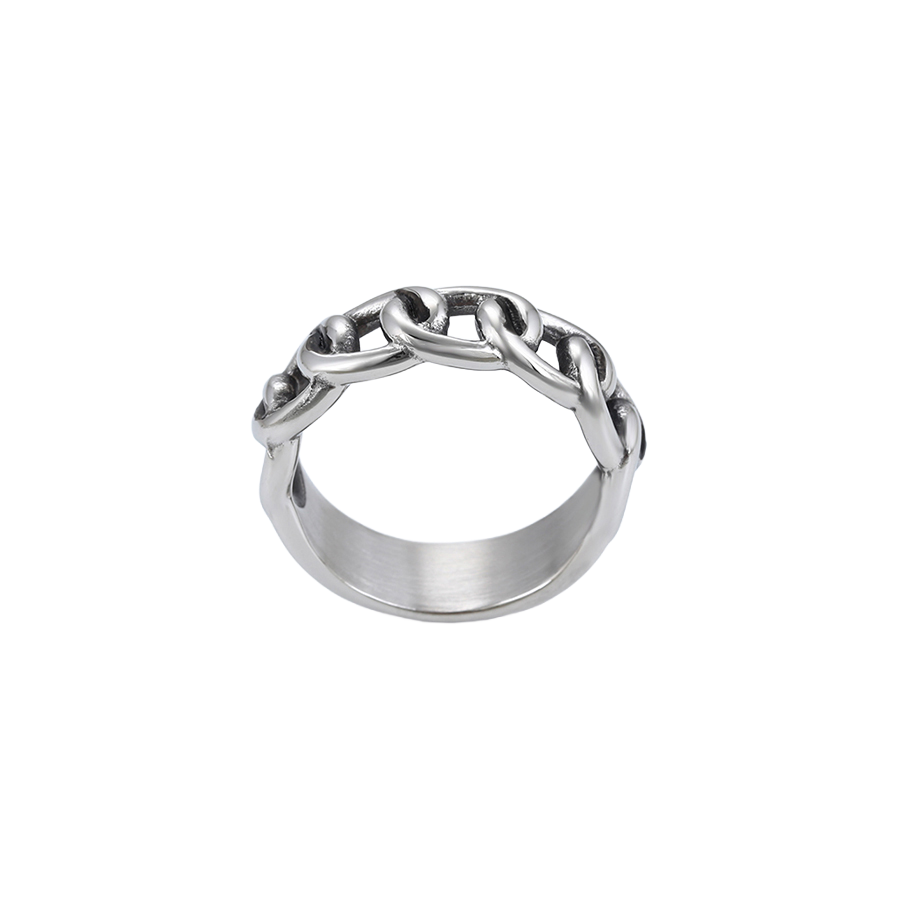 Wasserdichter Ring mit Kettenglied-Design, silberfarben, Größe 10