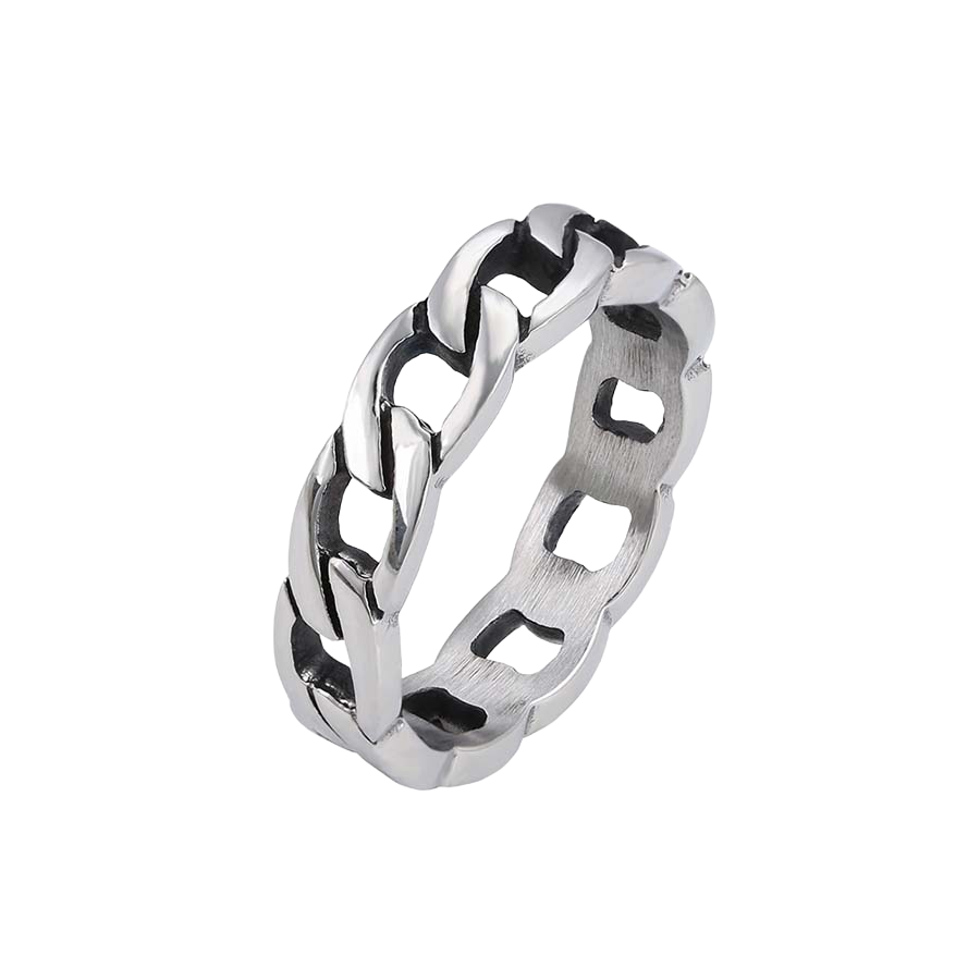 Wasserdichter Ring mit Kettenglied-Design, silberfarben, Größe 12