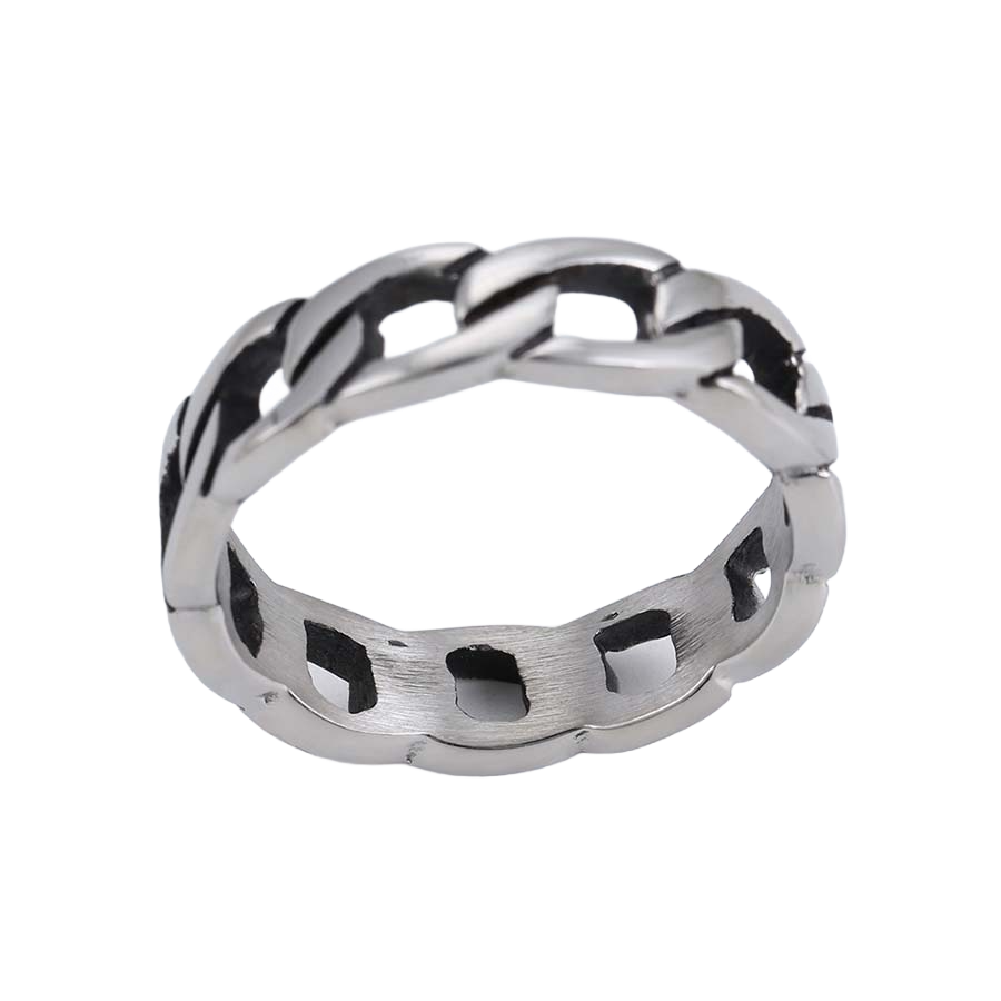 Wasserdichter Ring mit Kettenglied-Design, silberfarben, Größe 12