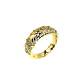 Wasserdichter breiter Bandring mit Schnallen-Motiv und Zirkonia Gold