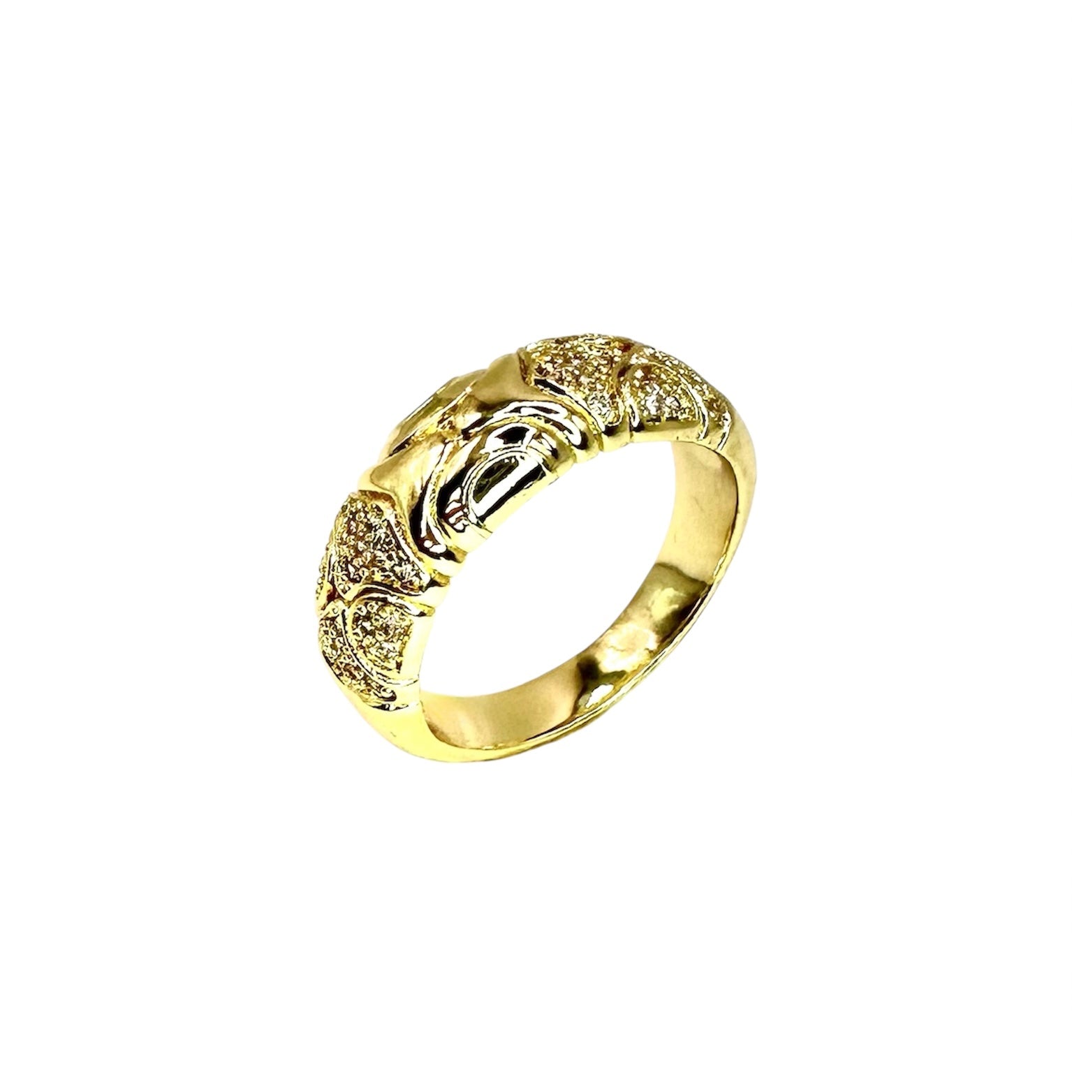 Wasserdichter breiter Bandring mit Schnallen-Motiv und Zirkonia Gold