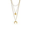 Wasserdichte dreireihige Halskette mit Mond und Plättchen Gold
