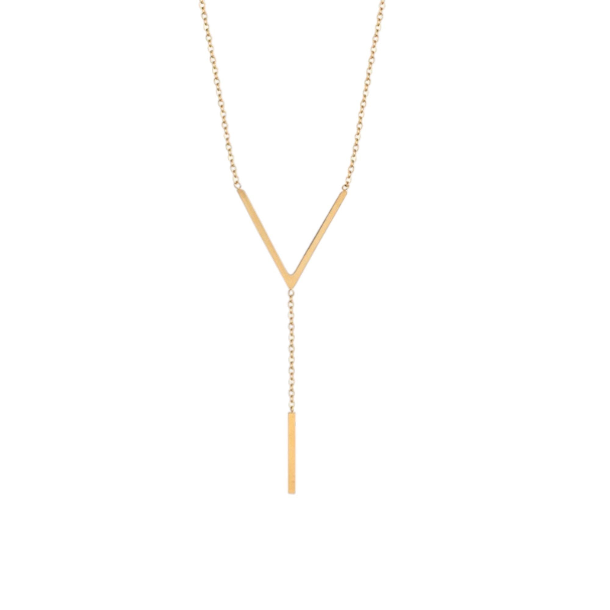 Wasserdichte Y-Kette mit Stäbchen-Anhänger Goldfarbe