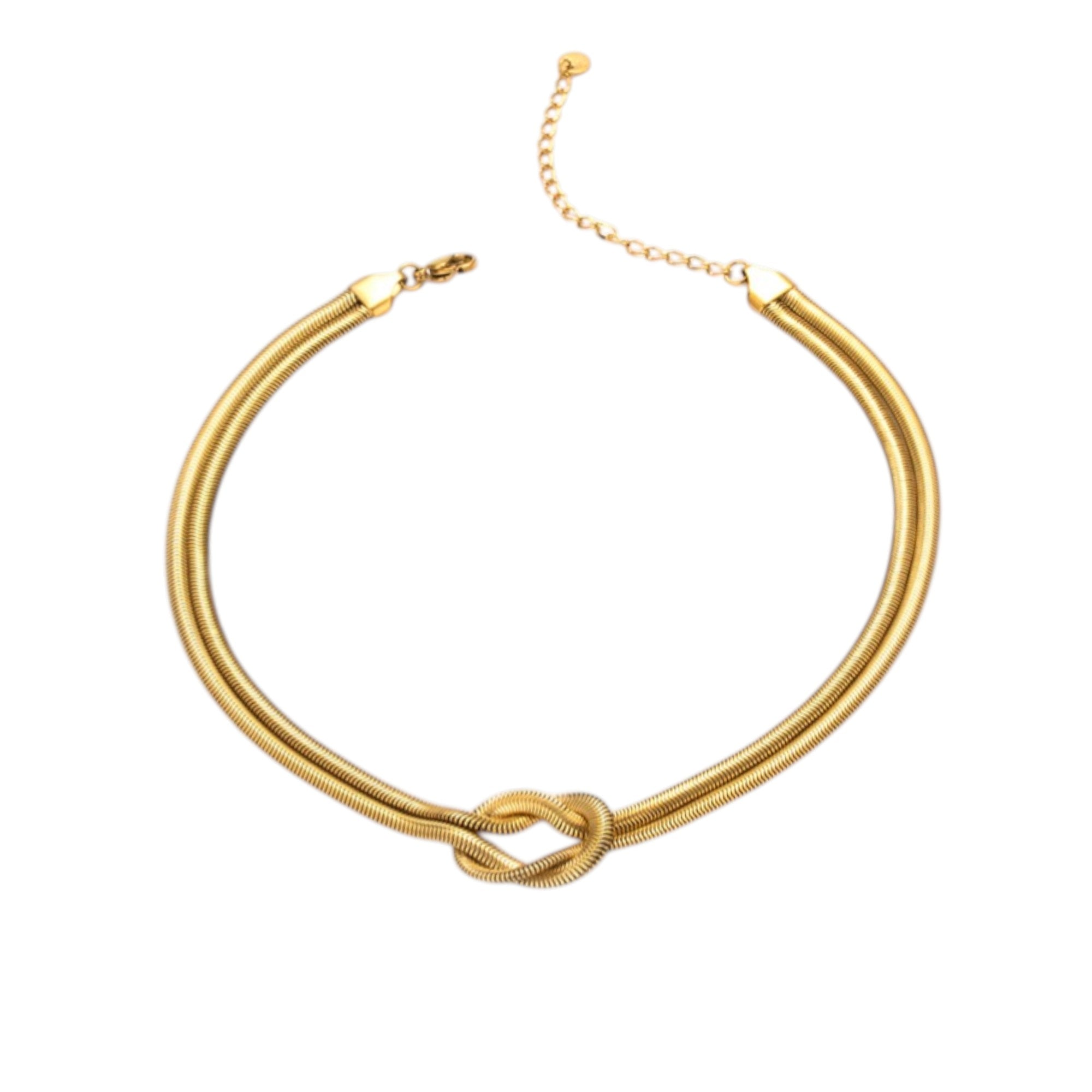 Wasserdichte Halskette mit Knoten Gold 34,5 cm + 9,1 cm