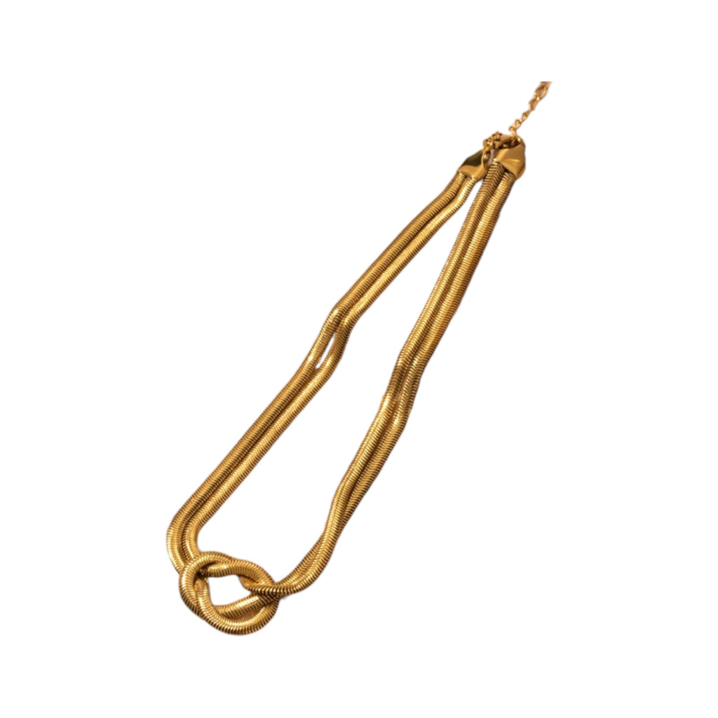 Wasserdichte Halskette mit Knoten Gold 34,5 cm + 9,1 cm