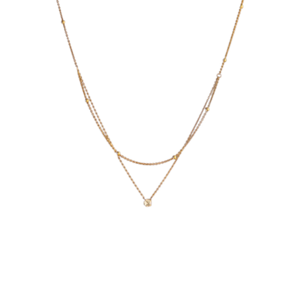 Wasserdichte Doppelkette mit Zirkonia Goldfarbe