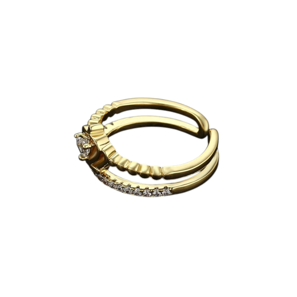 Wasserdichter Ring mit Kristall und Kronendesign Goldfarbe