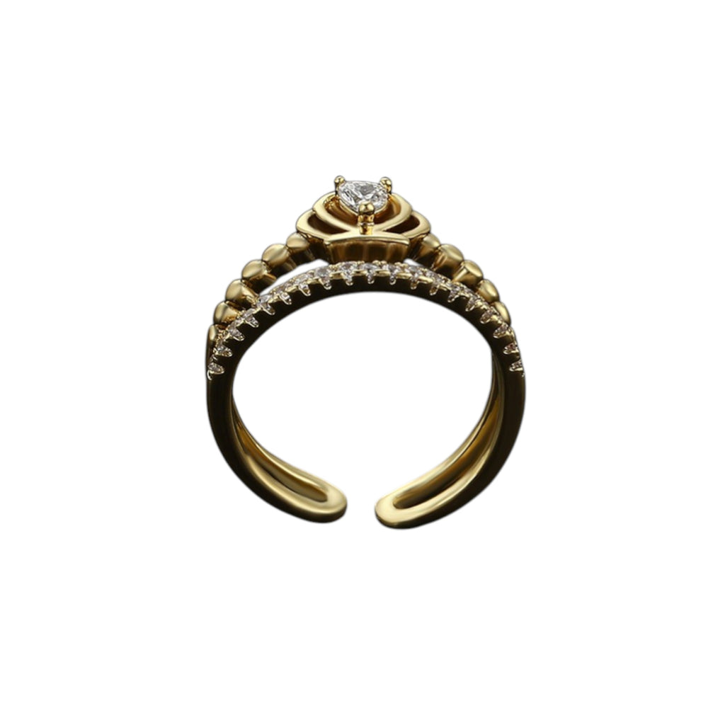 Wasserdichter Ring mit Kristall und Kronendesign Goldfarbe