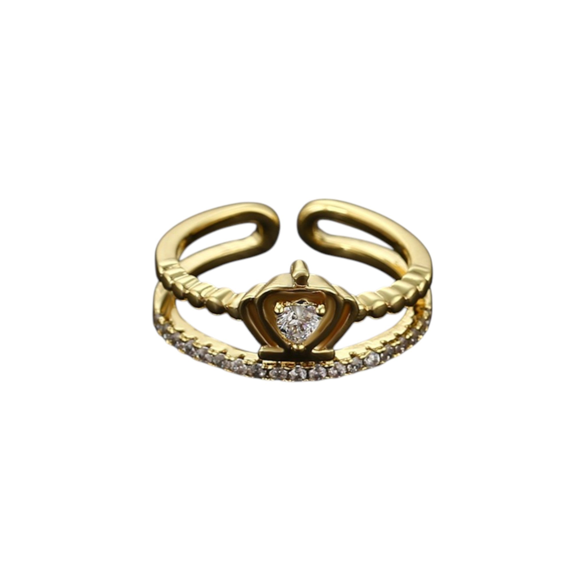 Wasserdichter Ring mit Kristall und Kronendesign Goldfarbe