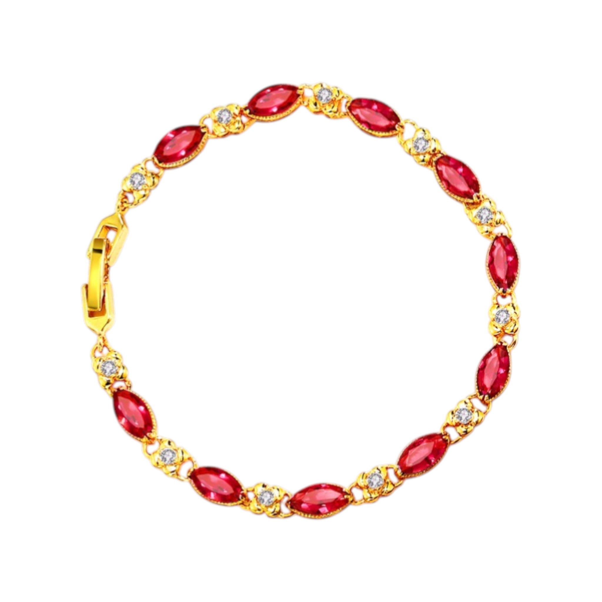 Wasserdichtes Armband mit roten Steinen Goldfarbe