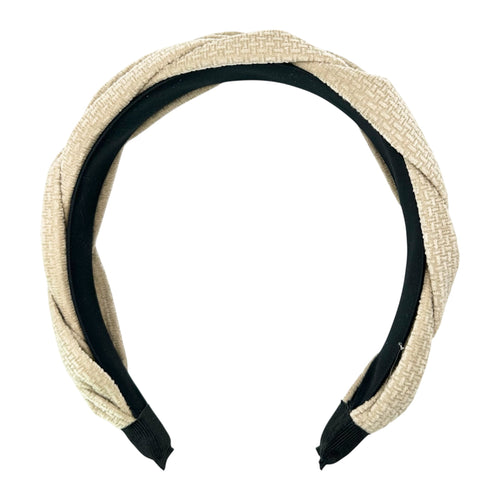 Haarreif Creme Raffia Geflochten Twist Boho 39mm
