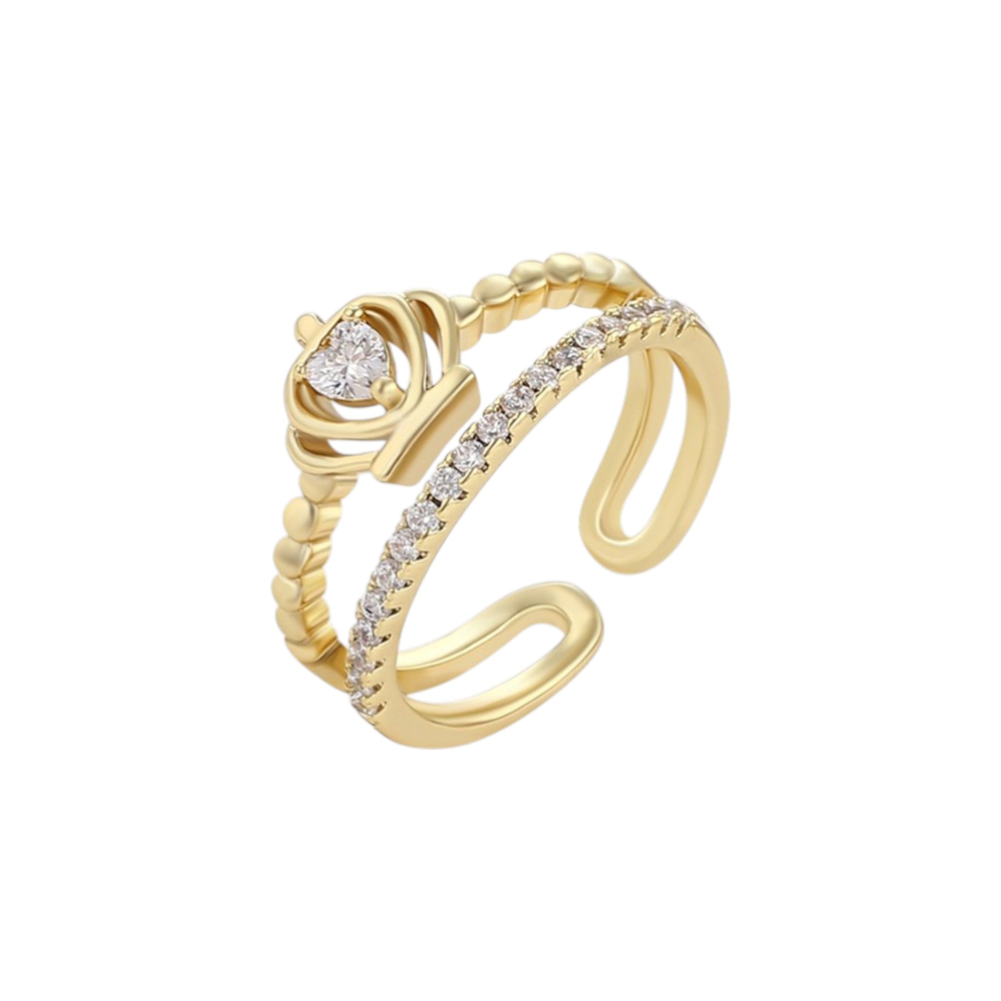 Wasserdichter Ring mit Kristall und Kronendesign Goldfarbe