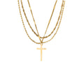 Wasserdichte Dreifach-Halskette mit Kreuz Gold