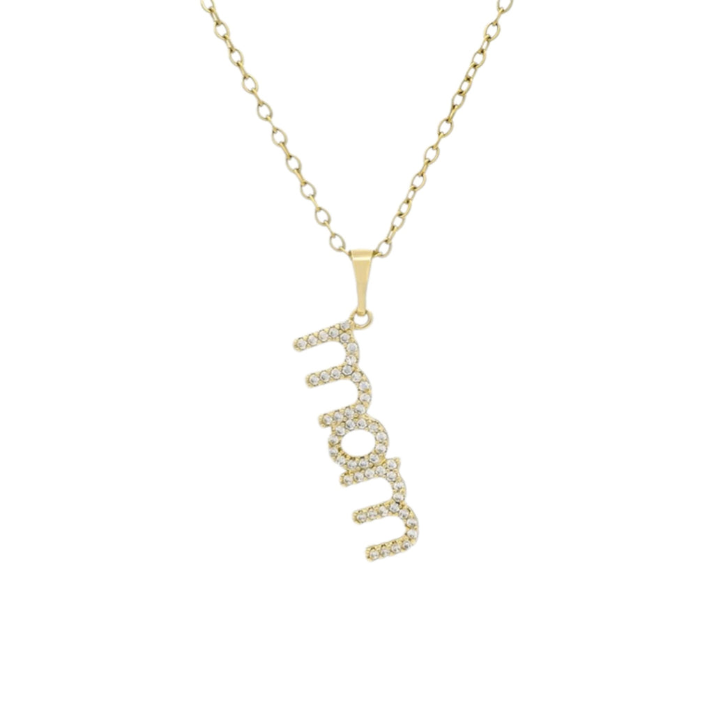Wasserdichte Halskette mit Zirkonia-Schriftzug "MOMS" Gold 40cm +6cm