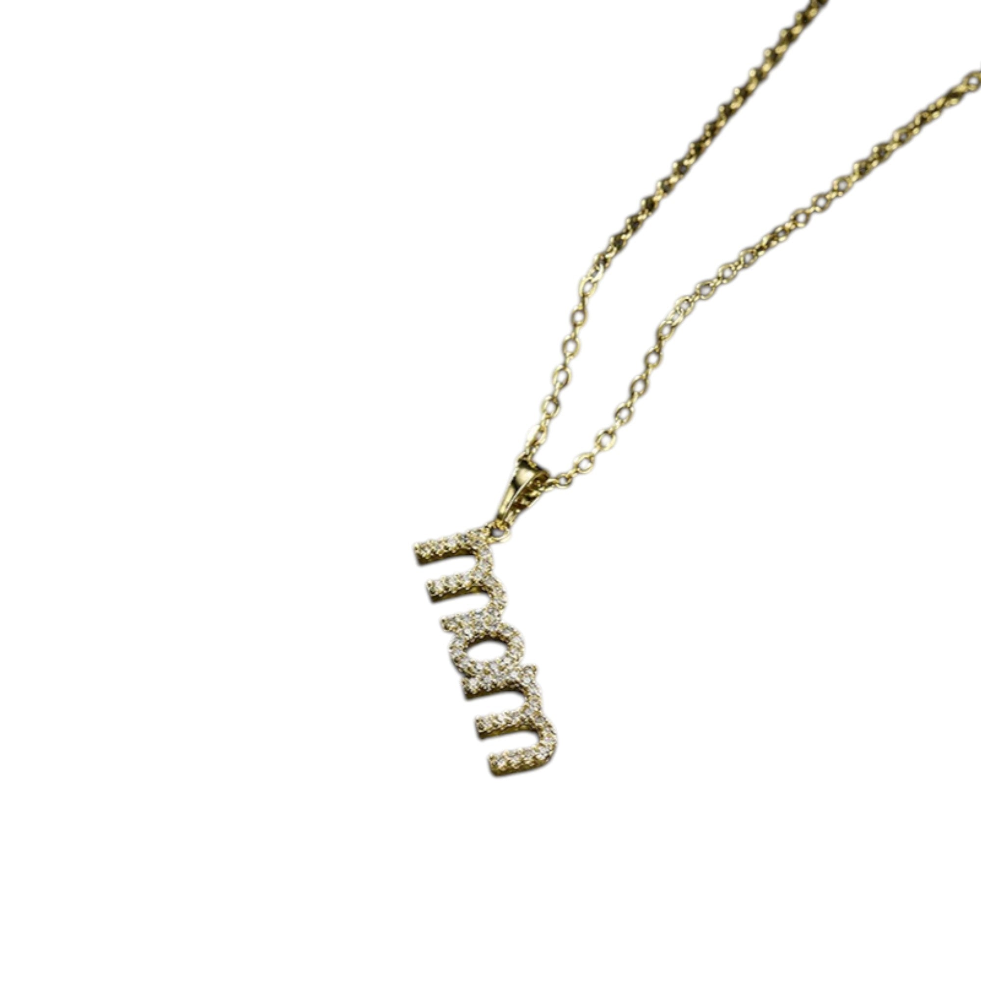 Wasserdichte Halskette mit Zirkonia-Schriftzug "MOMS" Gold 40cm +6cm