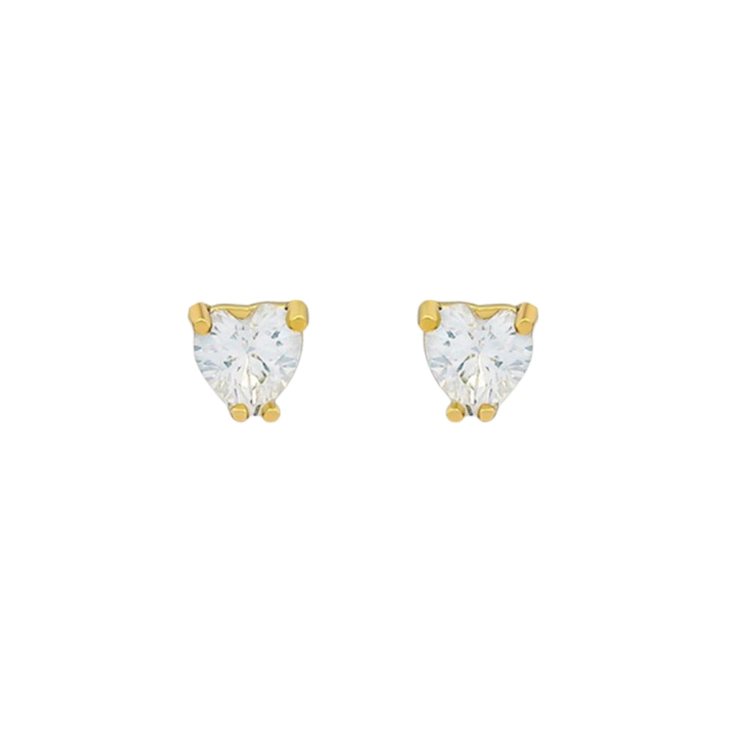 Waterproof Heart Crystal Stud Earrings Gold-Plated 0.33cm