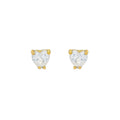 Waterproof Heart Crystal Stud Earrings Gold-Plated 0.33cm