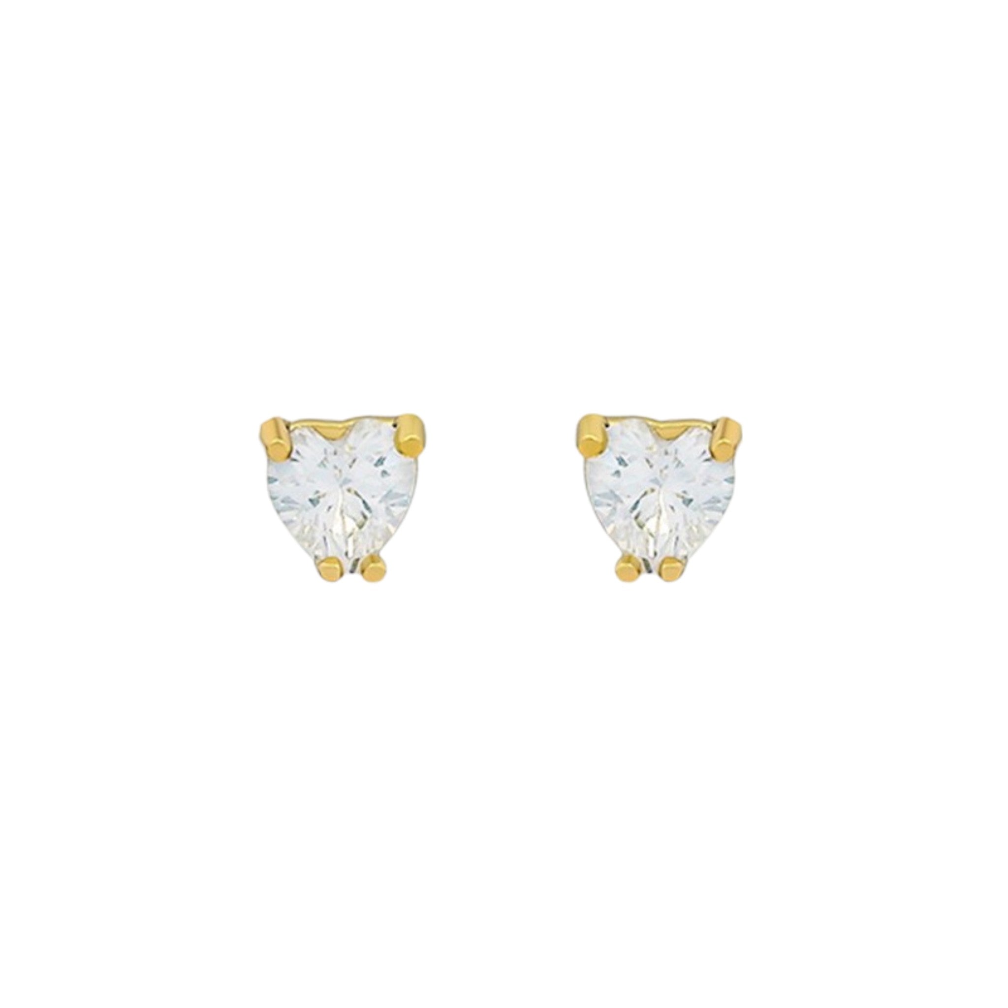 Waterproof Heart Crystal Stud Earrings Gold-Plated 0.33cm