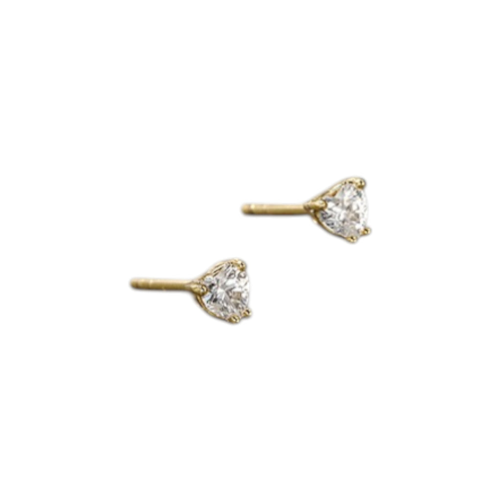 Waterproof Heart Crystal Stud Earrings Gold-Plated 0.33cm