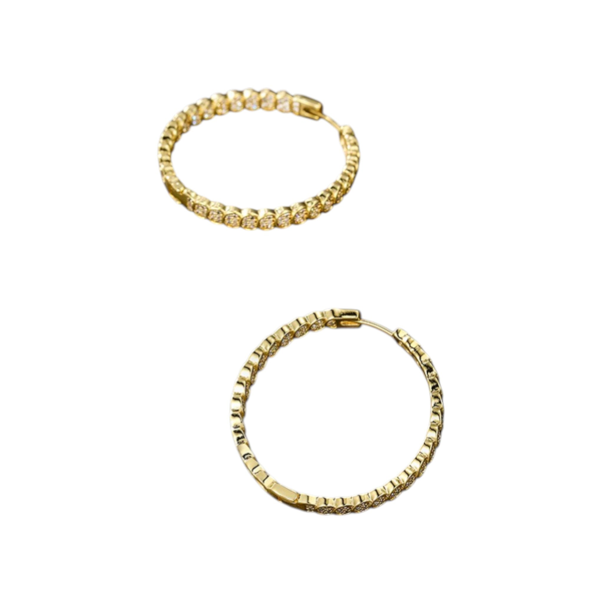 Wasserdichte Creolen mit Strass Goldfarbe