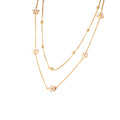 Waterproof Double Chain with Flowers and Zirconia Gold Color 43cm