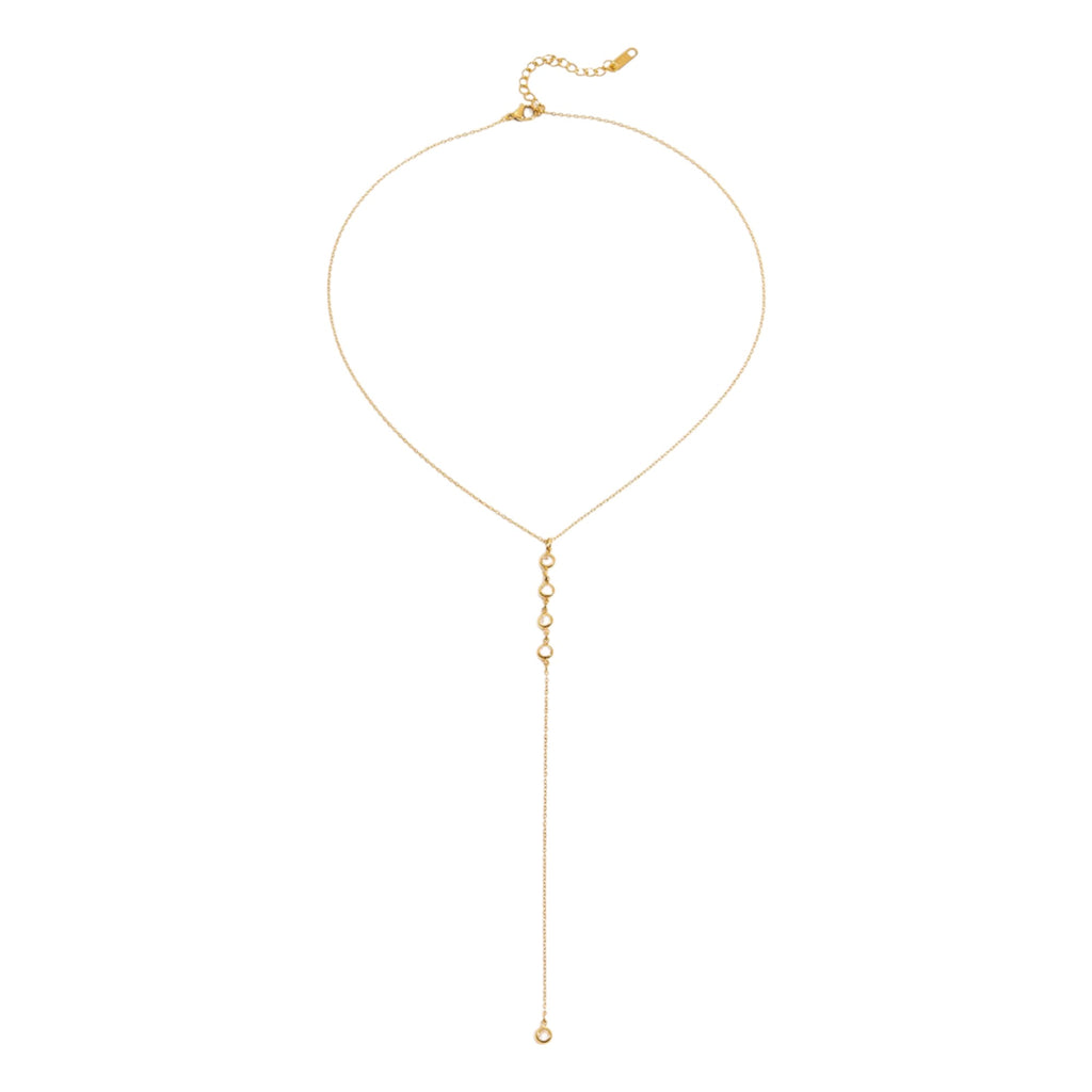 Wasserdichte Y-Kette mit Zirkonia, goldfarben