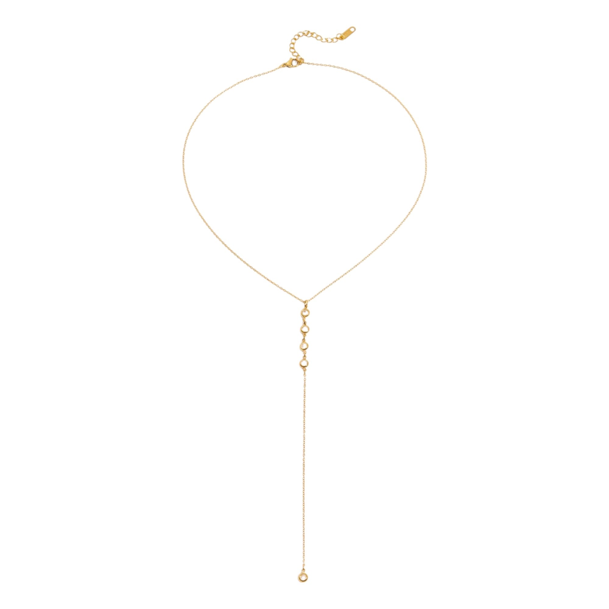 Wasserdichte Y-Kette mit Zirkonia, goldfarben