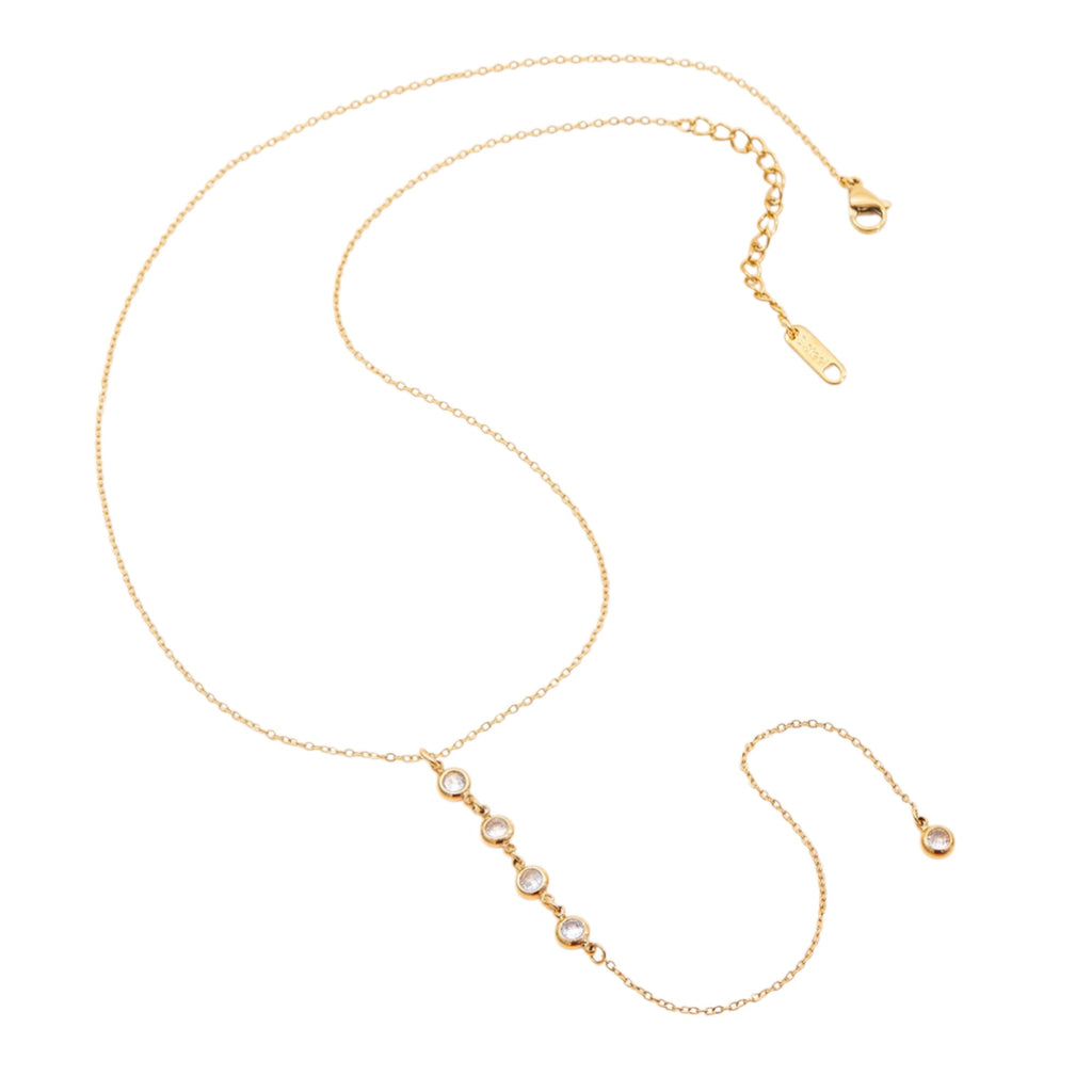 Wasserdichte Y-Kette mit Zirkonia, goldfarben