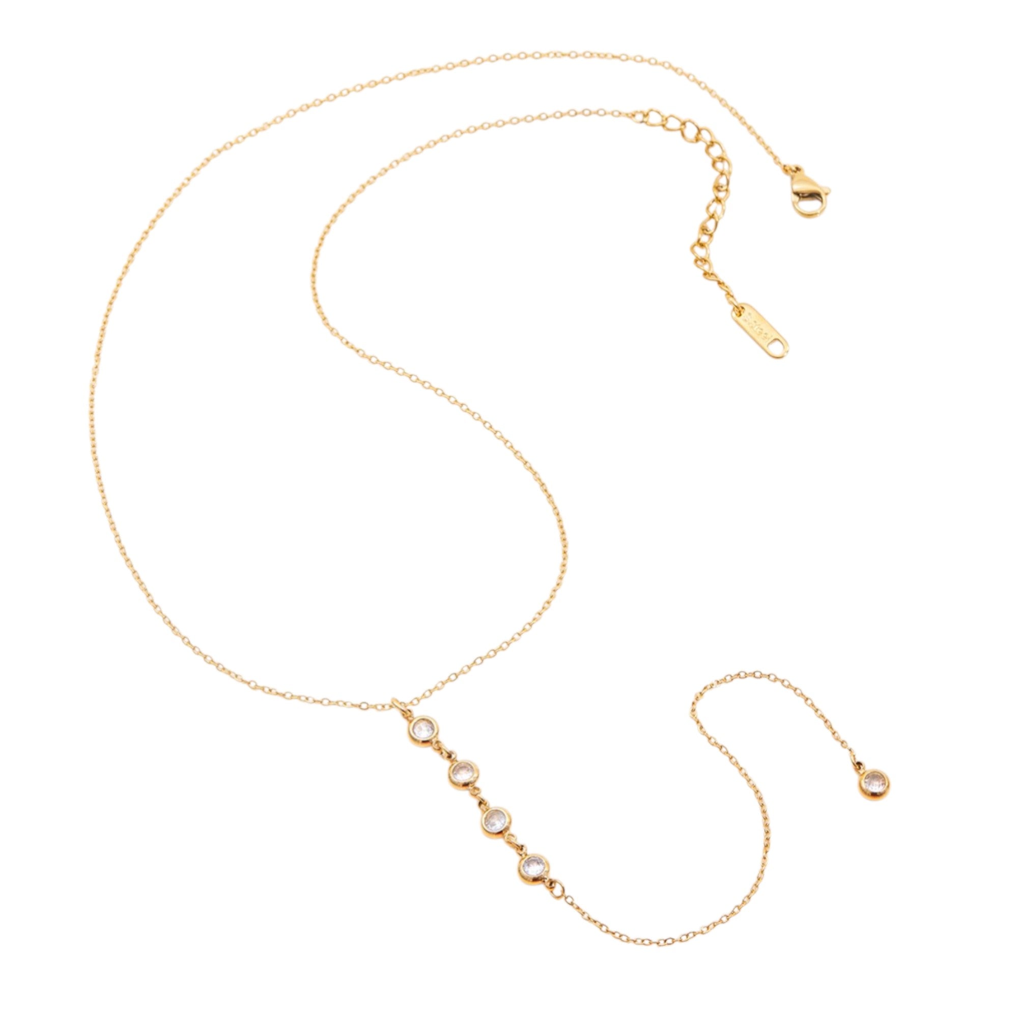 Wasserdichte Y-Kette mit Zirkonia, goldfarben