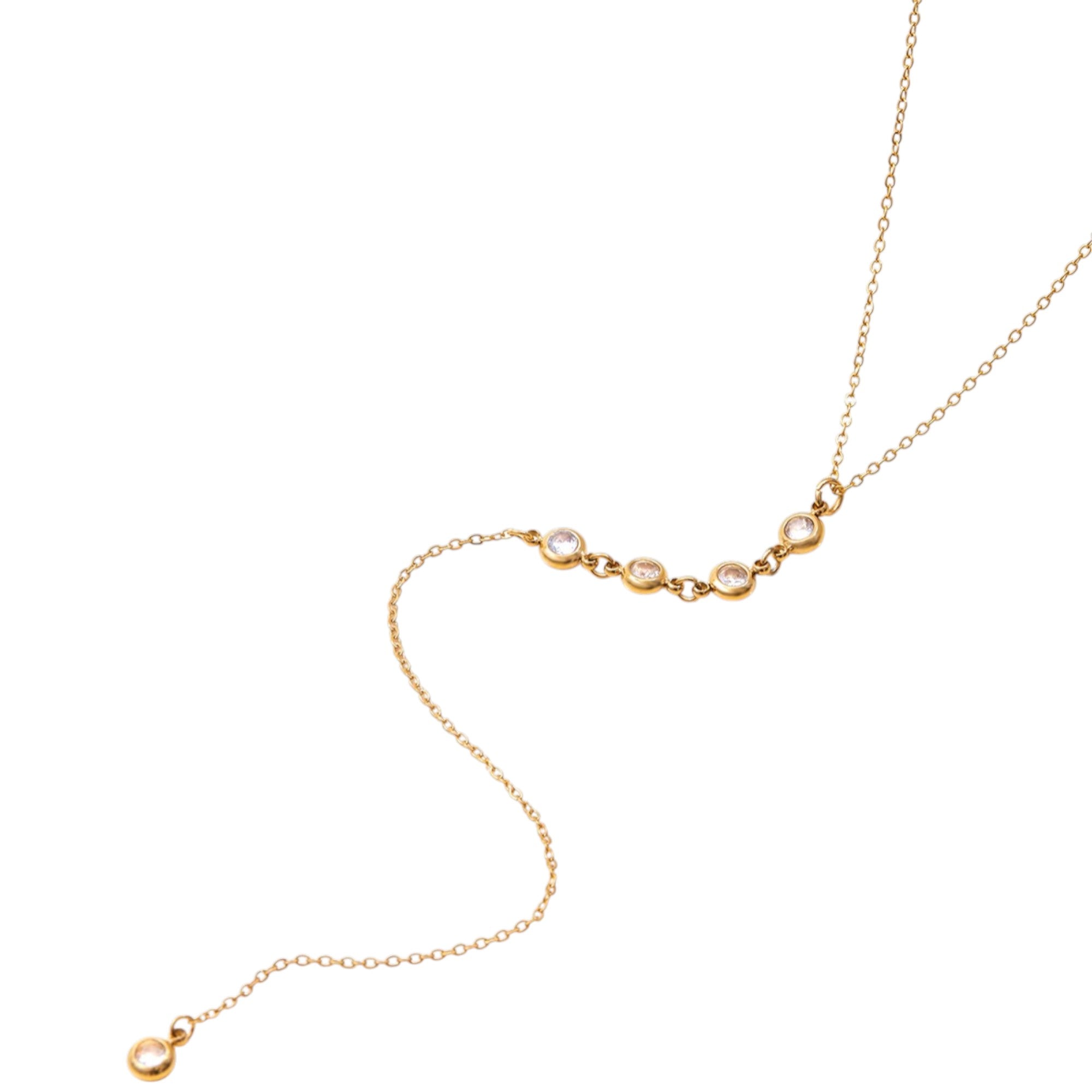 Wasserdichte Y-Kette mit Zirkonia, goldfarben