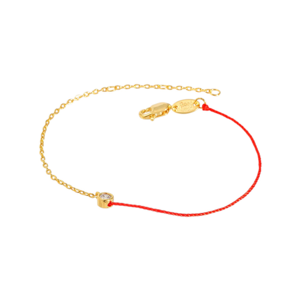 Wasserdichtes Armband mit Zirkonia Gold und Rot 15+3 cm