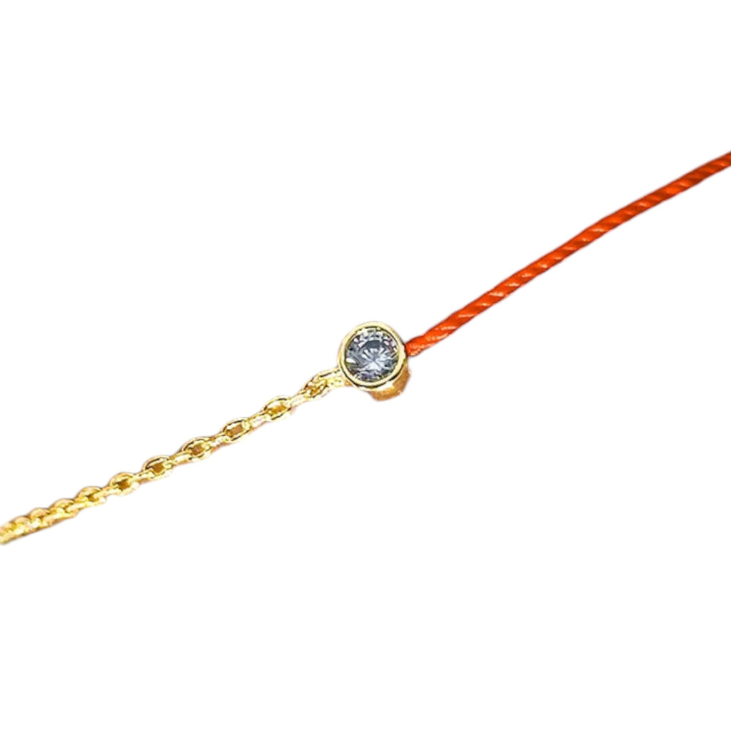 Wasserdichtes Armband mit Zirkonia Gold und Rot 15+3 cm